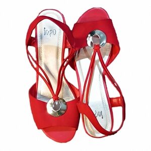 Impo Red Sandals with Metallic Detail